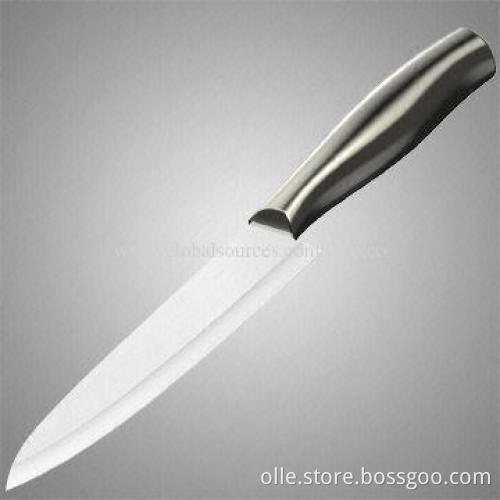 Ceramic chef knife, white zirconia blade, stainless steel handle